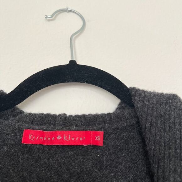 Krimson Klover Charcoal Grey Wool & Cashmere Hooded Open-Front Duster Cardigan - Picture 4 of 7